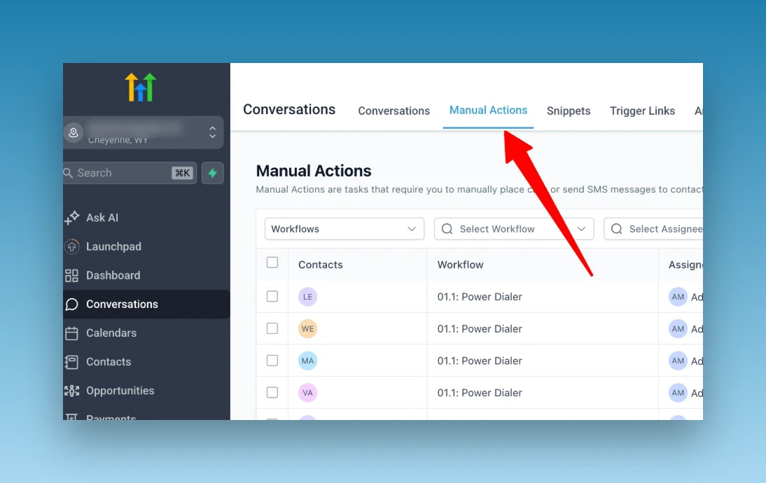 Open Manual Actions in Conversations