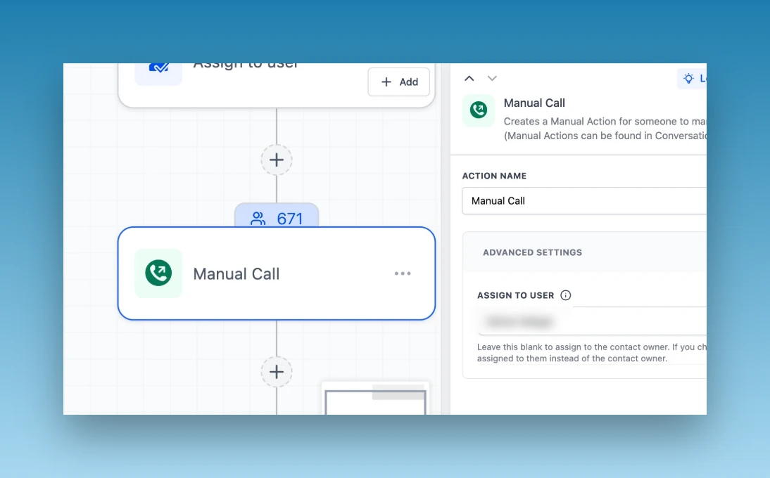 Add Manual Call Action