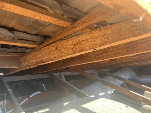 Split roof beam Melbourne - structural damage from moisture and leaks