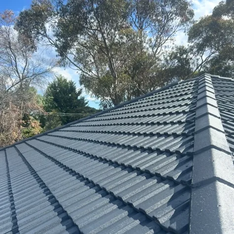 Roof restoration Melbourne - before and after terracotta tile restoration showing cleaning membrane and protective coating