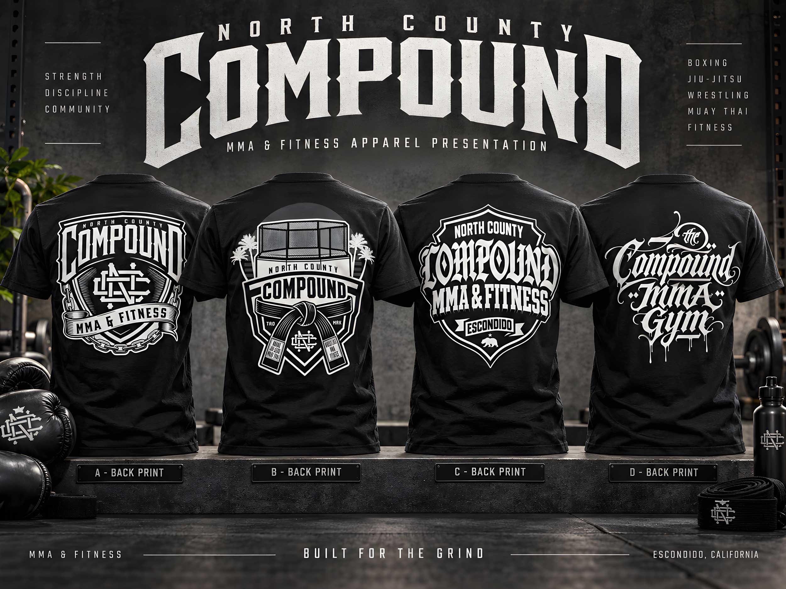 North County Compound MMA and Fitness apparel presentation