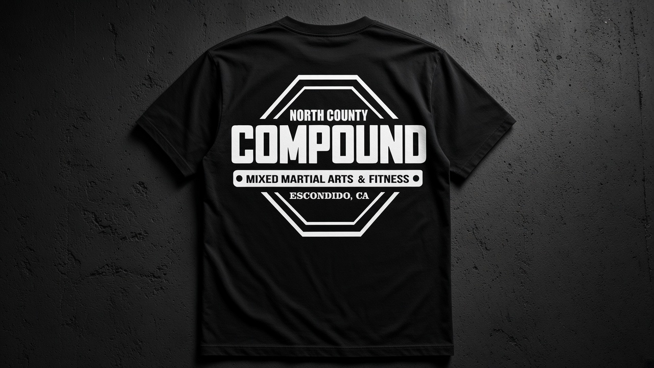 OG Compound design black t-shirt mockup