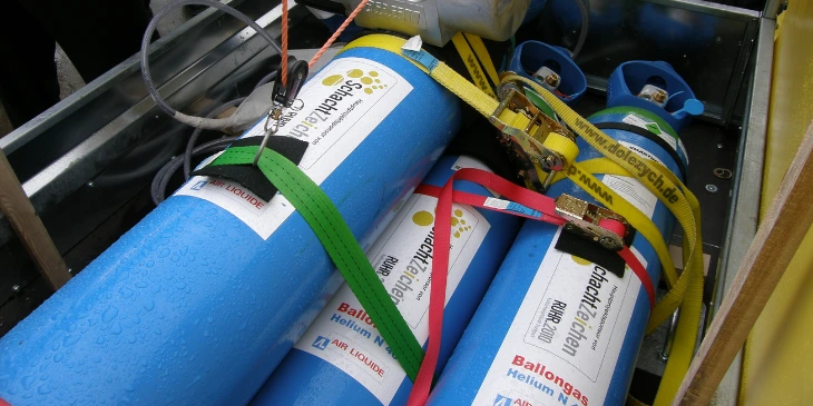 Helium gas, which is used as a tracing gas for leak detections
