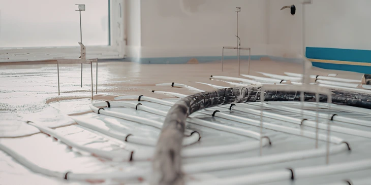 A underfloor heating system being installed A underfloor heating system being installed