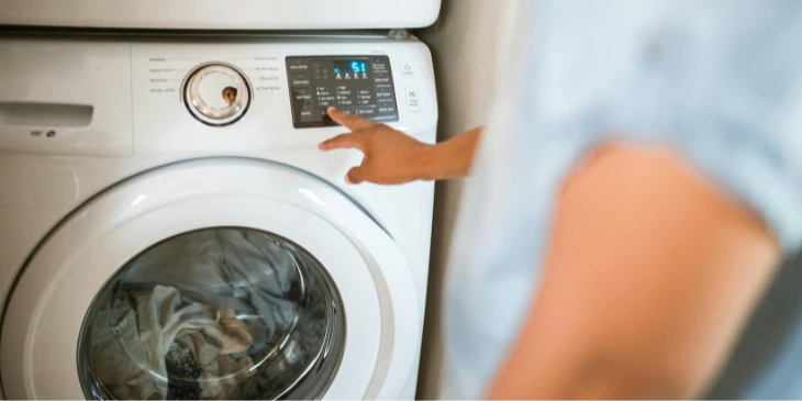 A new washing machine being operated