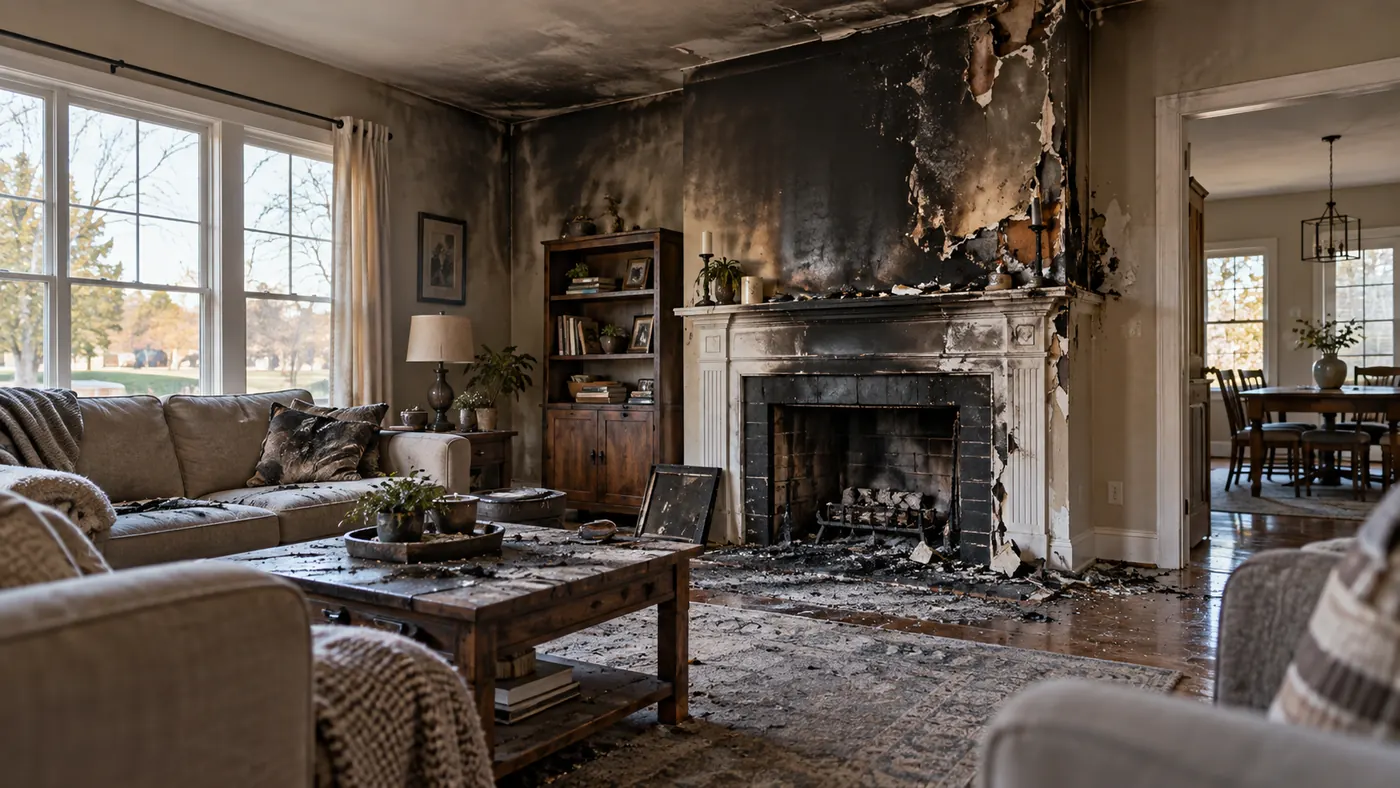 Fire and smoke damage to a residential property — Old Dominion Public Adjusters documents the full scope for insurance claims in Virginia