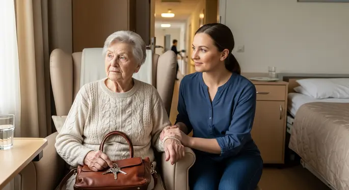 Wenn die Mutter aus dem Pflegeheim nach Hause will – ruhiges Gespraech am Bett