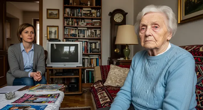 demenz blick ins leere – ruhige naehe im wohnzimmer demenz blick ins leere – ruhige naehe im wohnzimmer