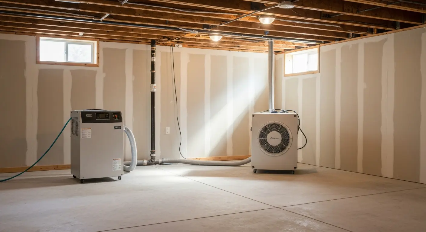 Basement water extraction equipment setup
