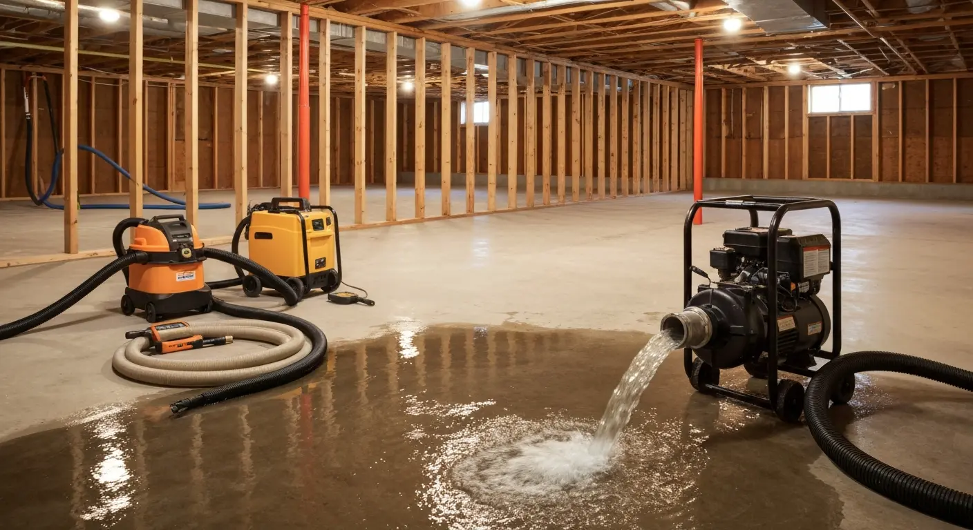 Water extraction equipment in basement