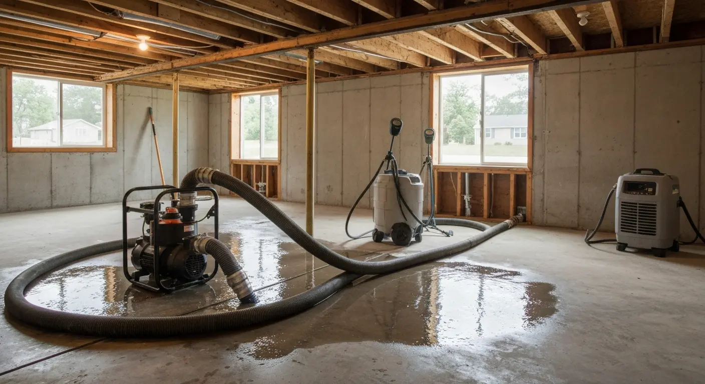 Flooded basement before extraction