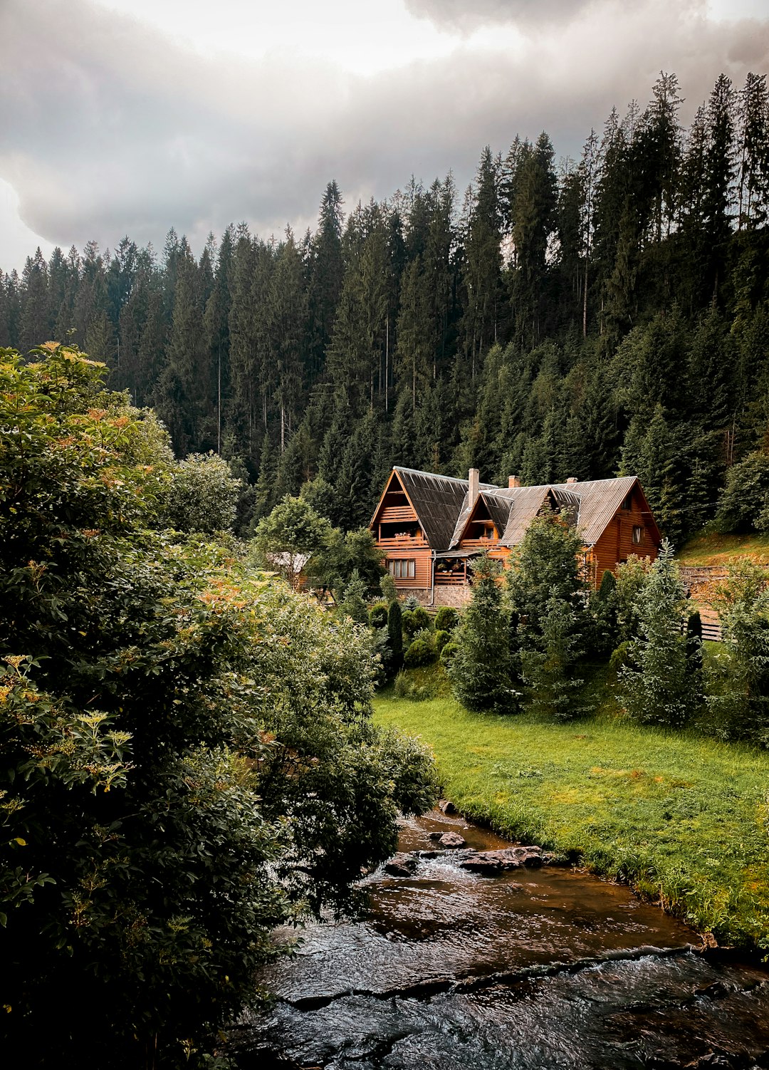 mountian home with creek and septic tank