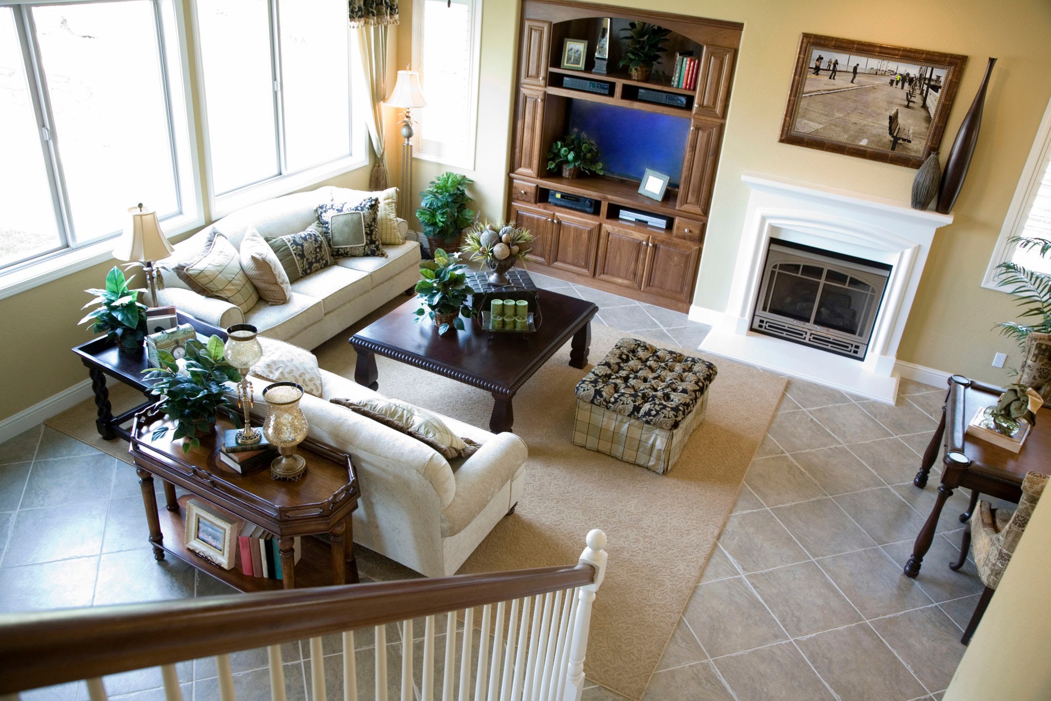 neatly staged living room