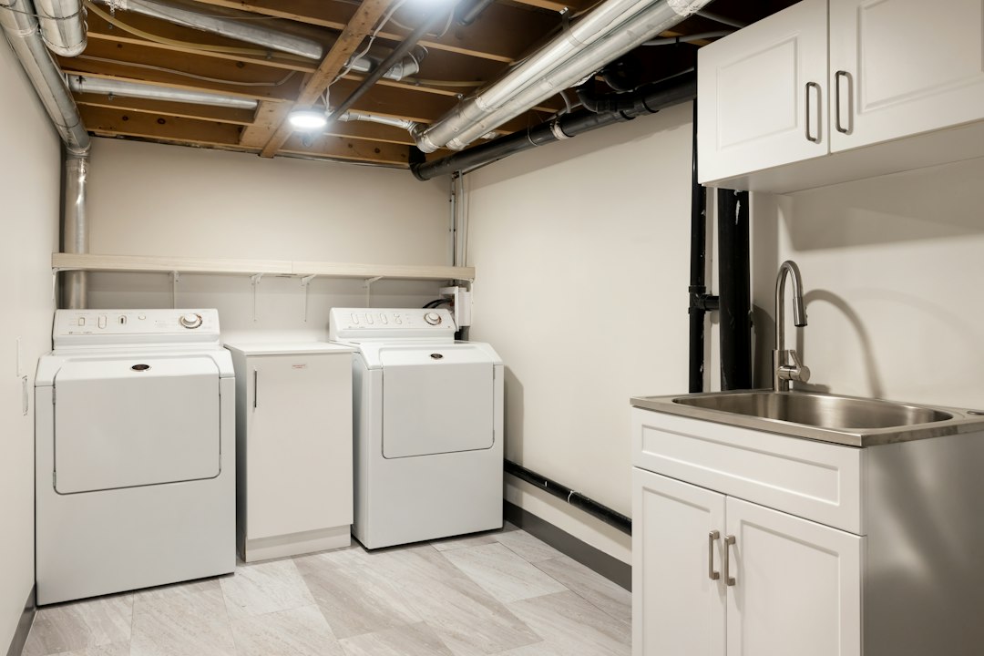 utility room in finished basement