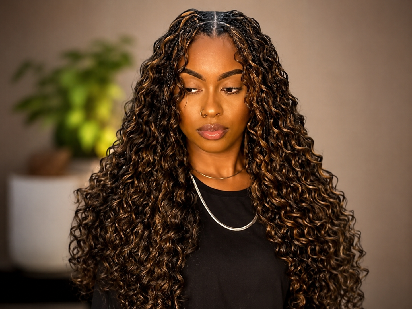 Medium knotless braids waist length finish