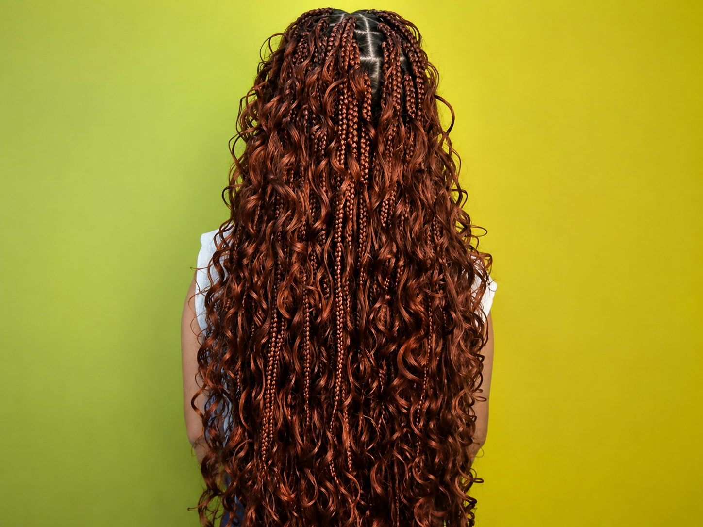 Long box braids styled for an event