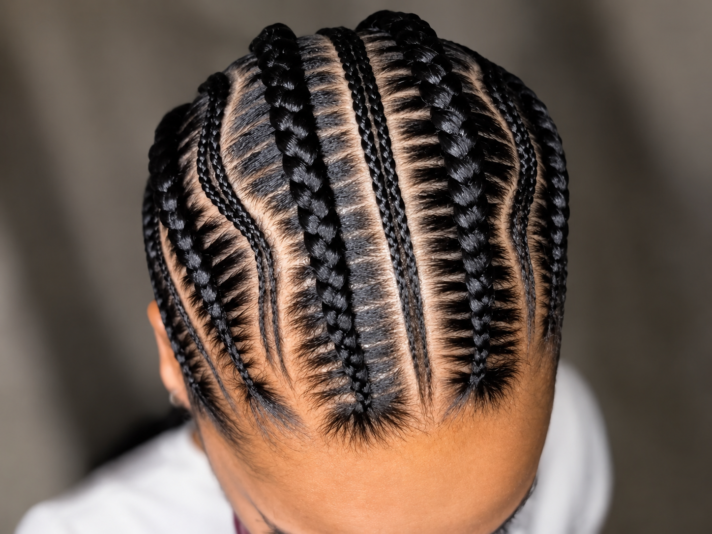 Cornrows laid by hand with crisp parts