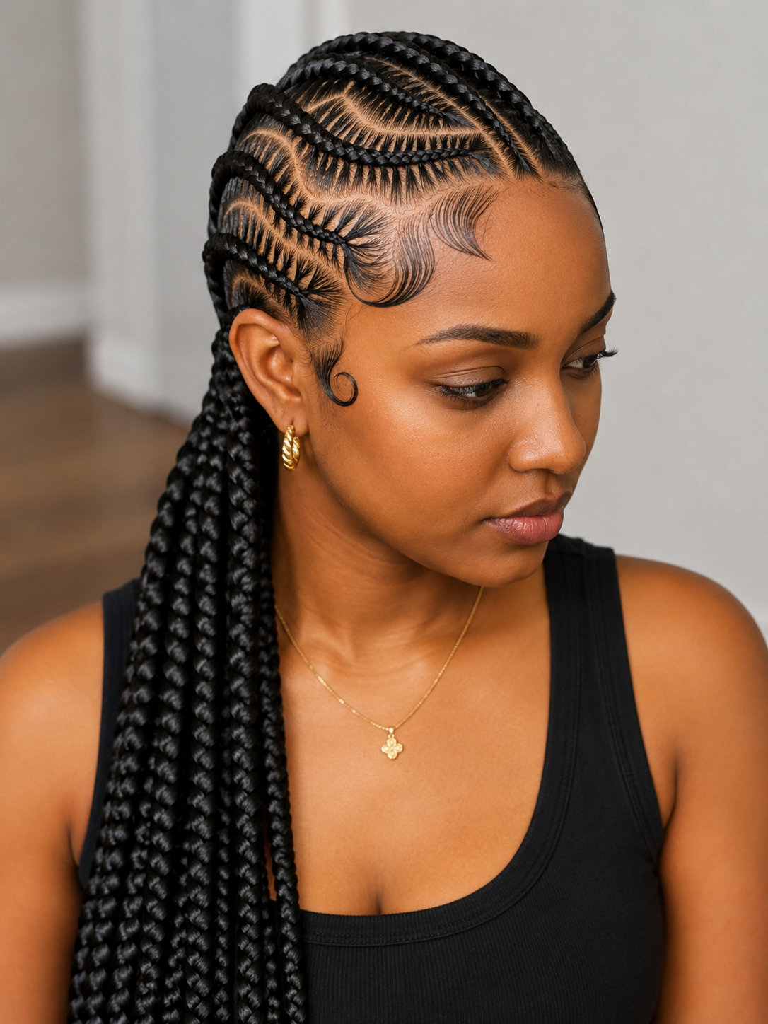 Small boho braids soft curly finish