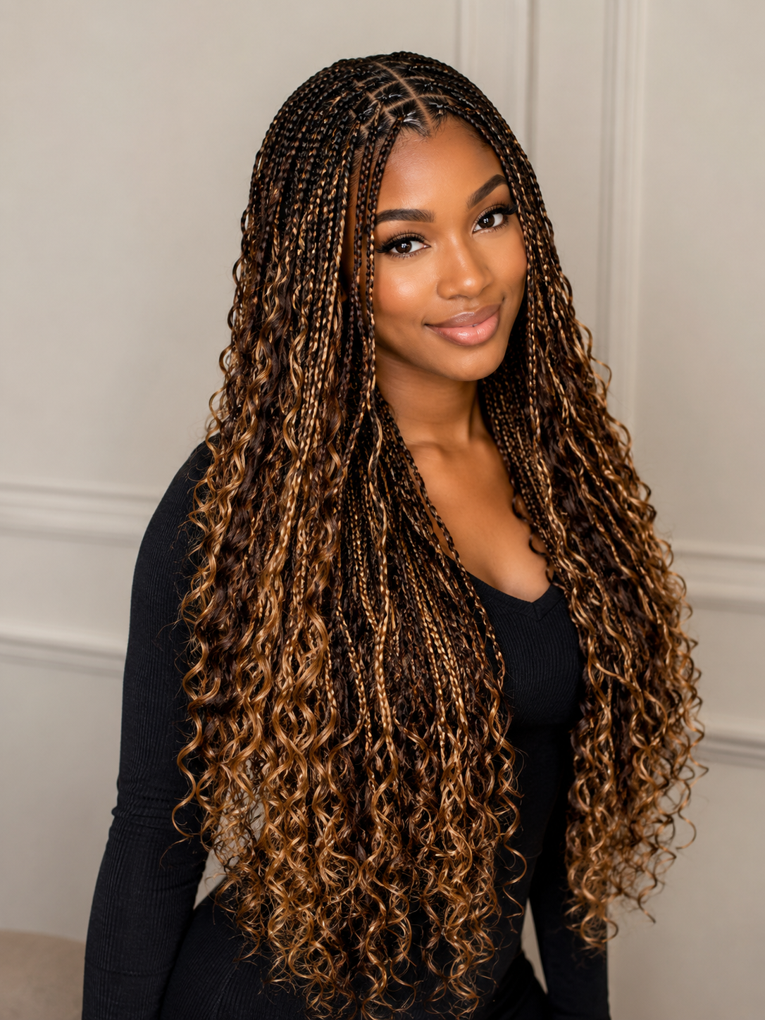 Small boho braids with soft curly ends
