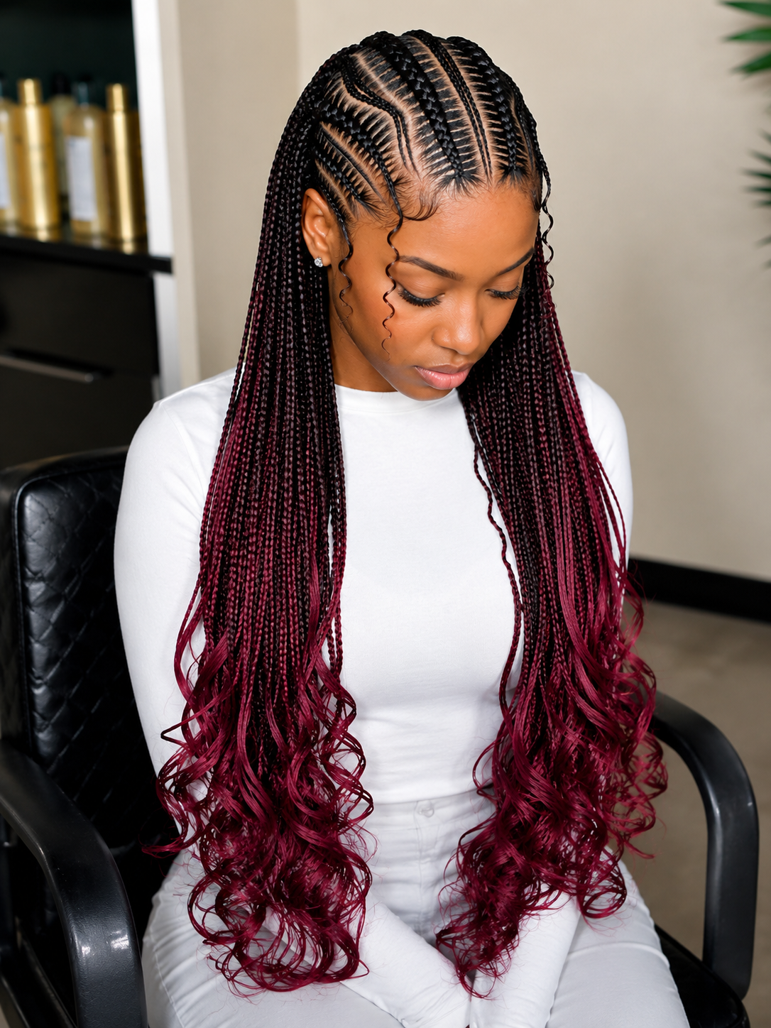 Boho braids with curly ends