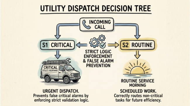 Voice AI Stops the False Alarm Drain for Australian Utilities - dispatch decision tree