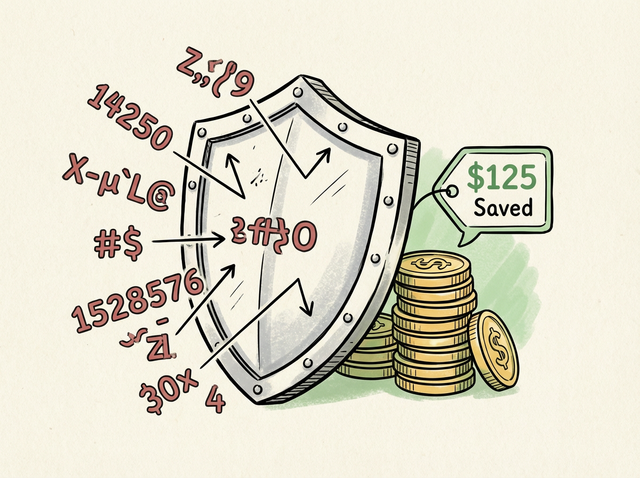 Illustration of a shield deflecting typo errors to protect profit margins Illustration of a shield deflecting typo errors to protect profit margins