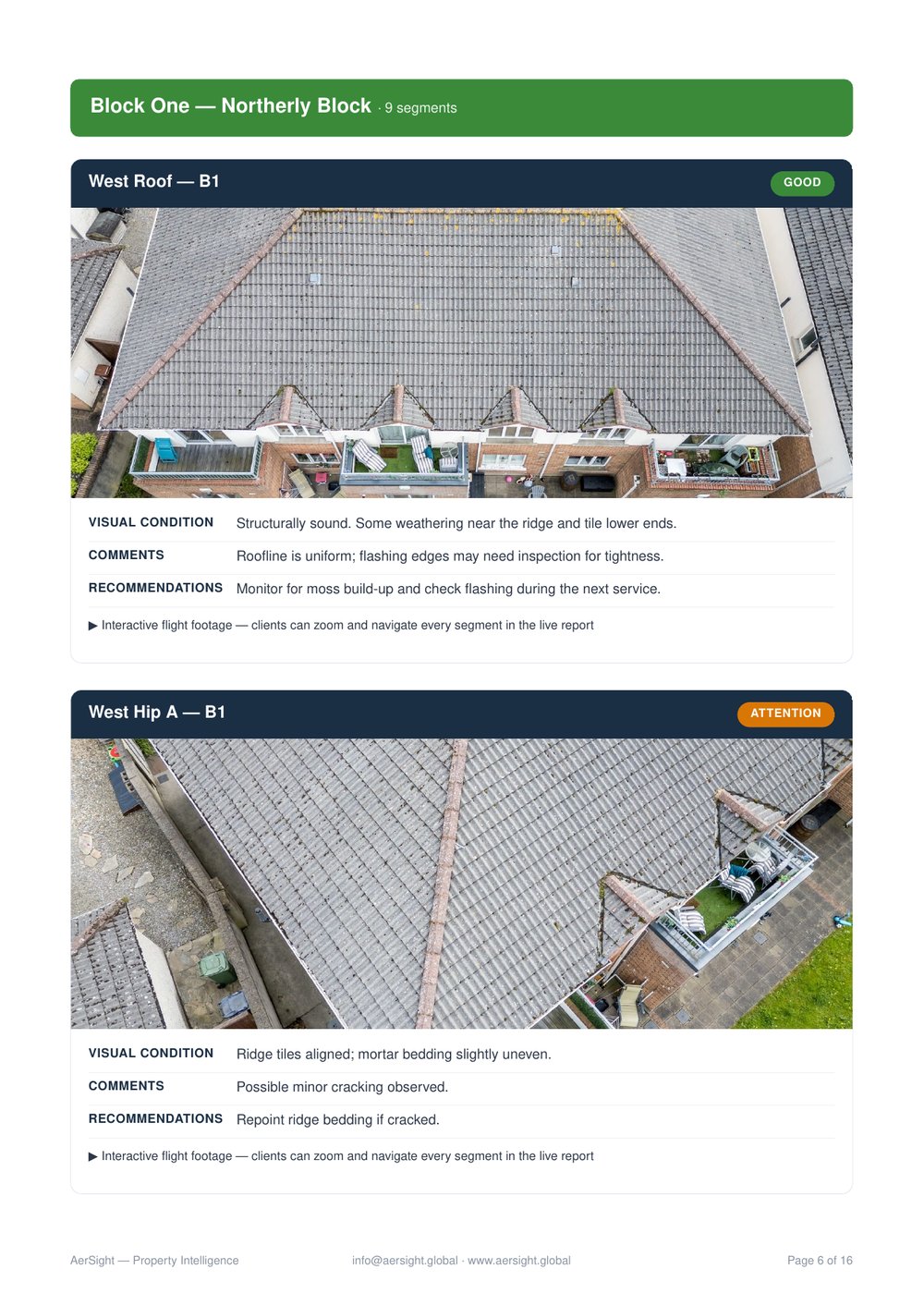 Segment-by-segment imagery and findings