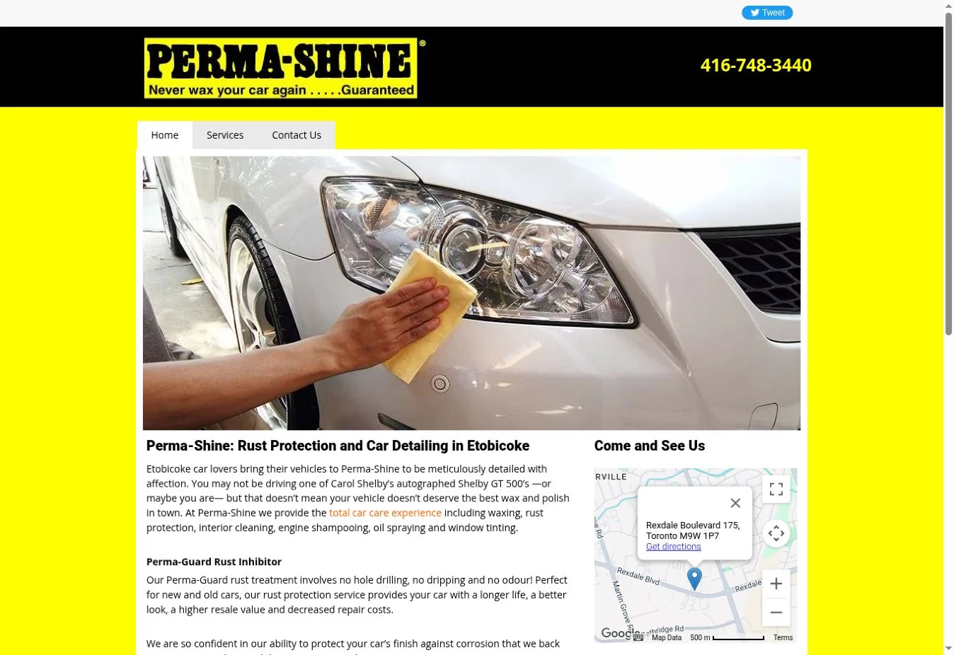 Perma-Shine actual current website opening