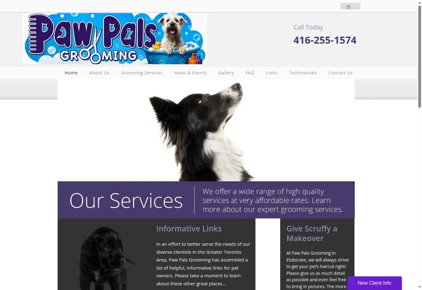 Paw Pals Grooming actual homepage captured 5 October 2026
