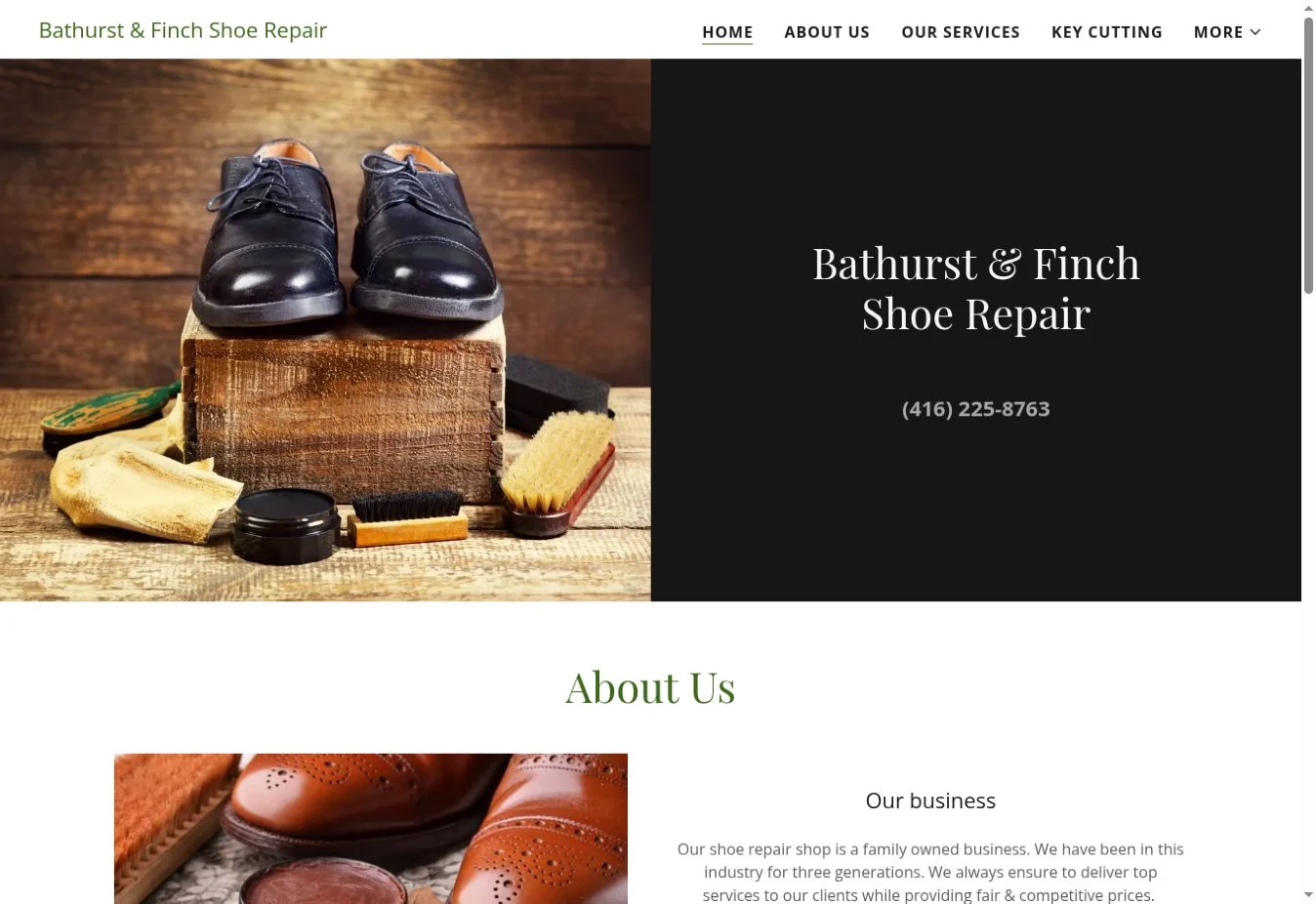 Bathurst & Finch Shoe Repair actual homepage captured 5 October 2026