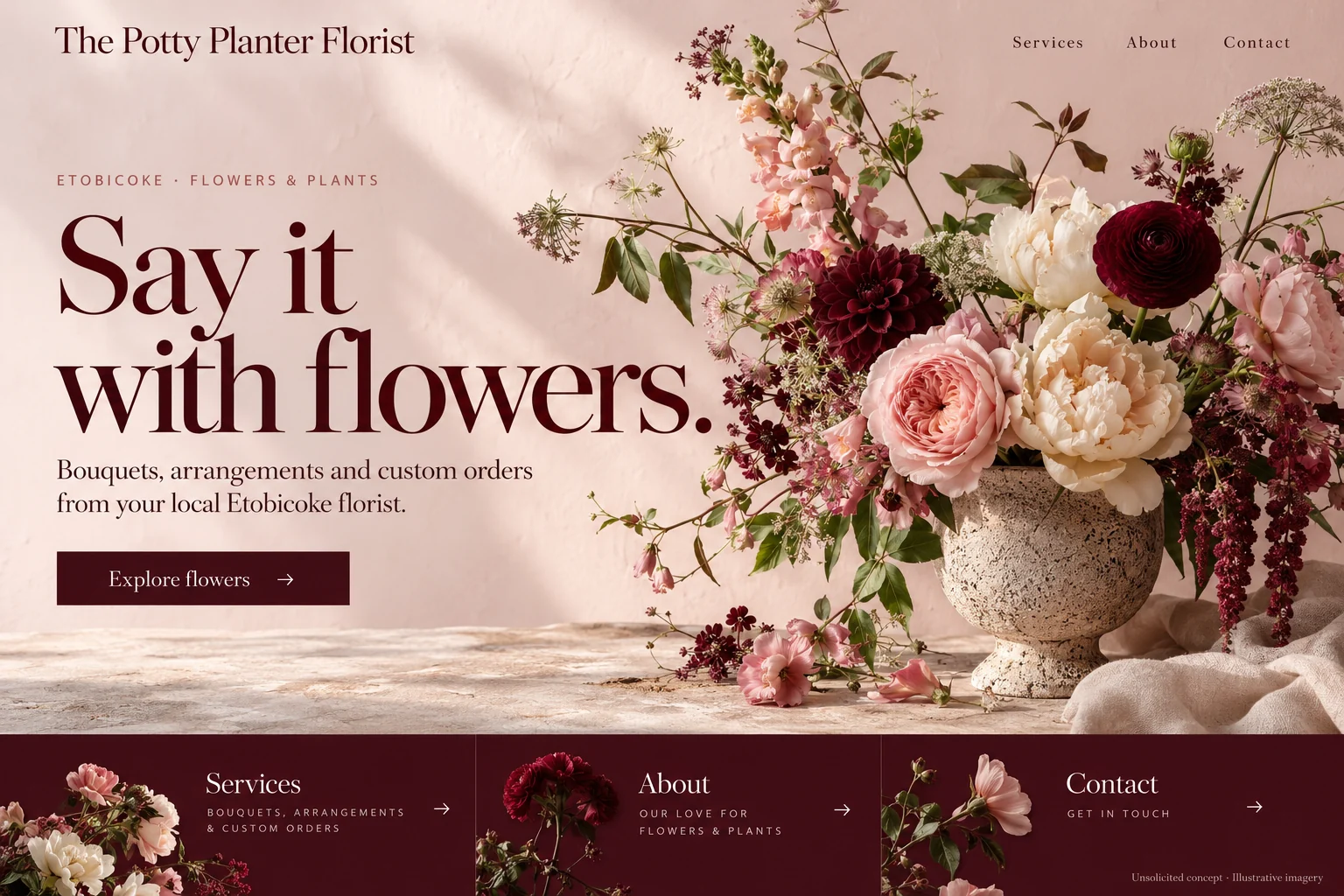 The Potty Planter Florist unsolicited opening-section concept; imagery illustrative