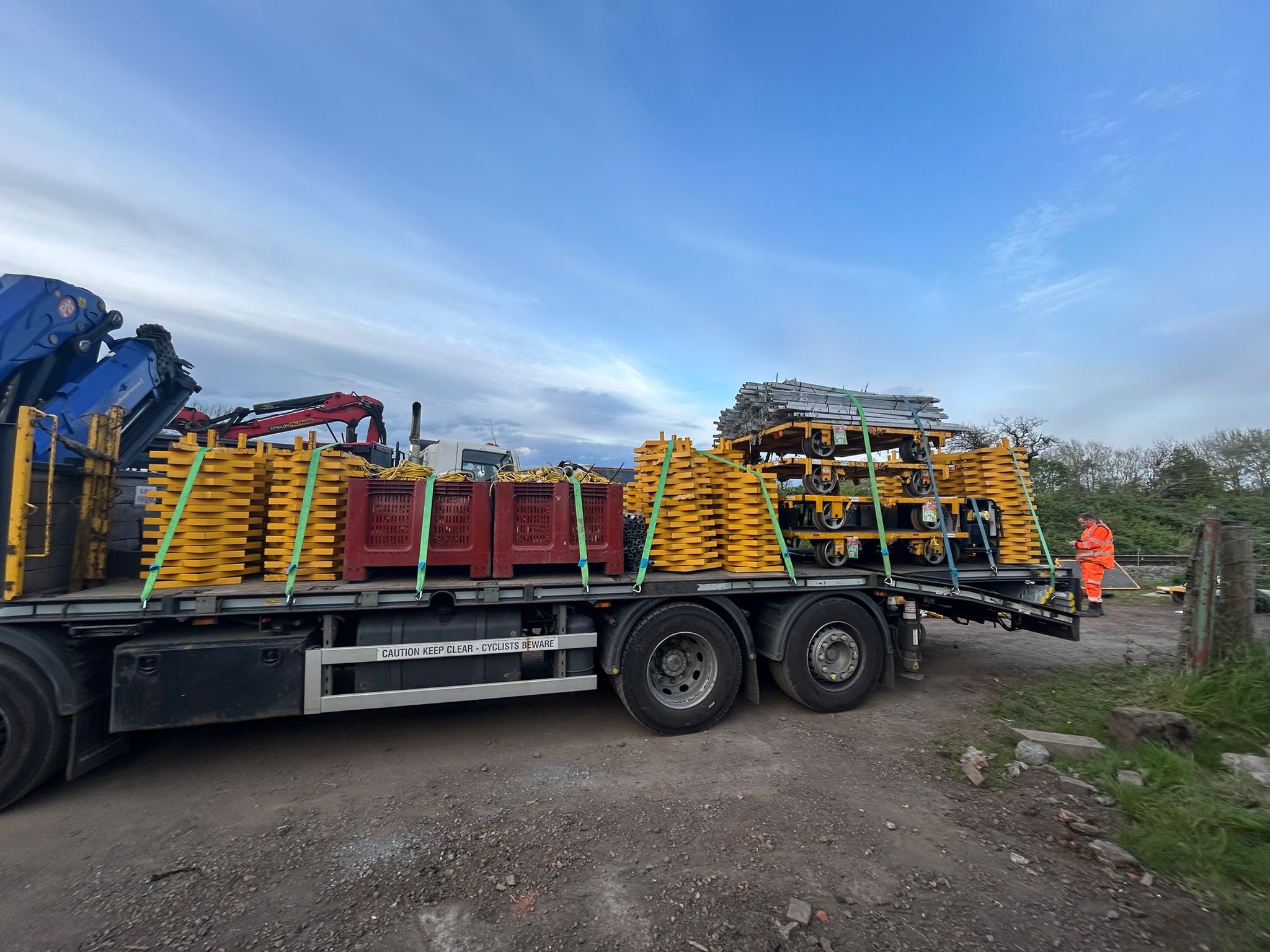 Rapid Translift flatbed loaded with site materials