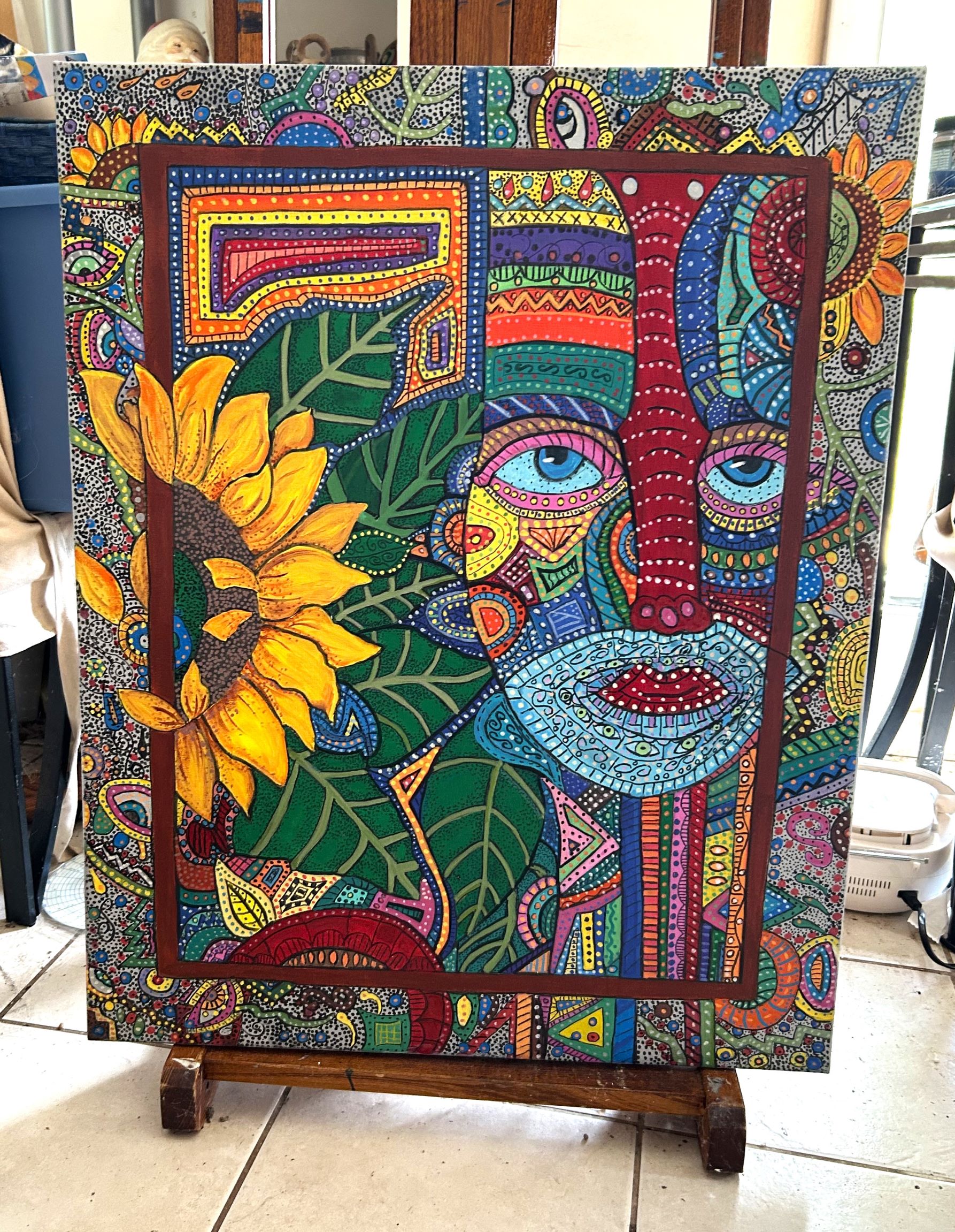 Acrylic dot painting by Gloria Jean Pennington at Gallery Eleven in Charleston WV.