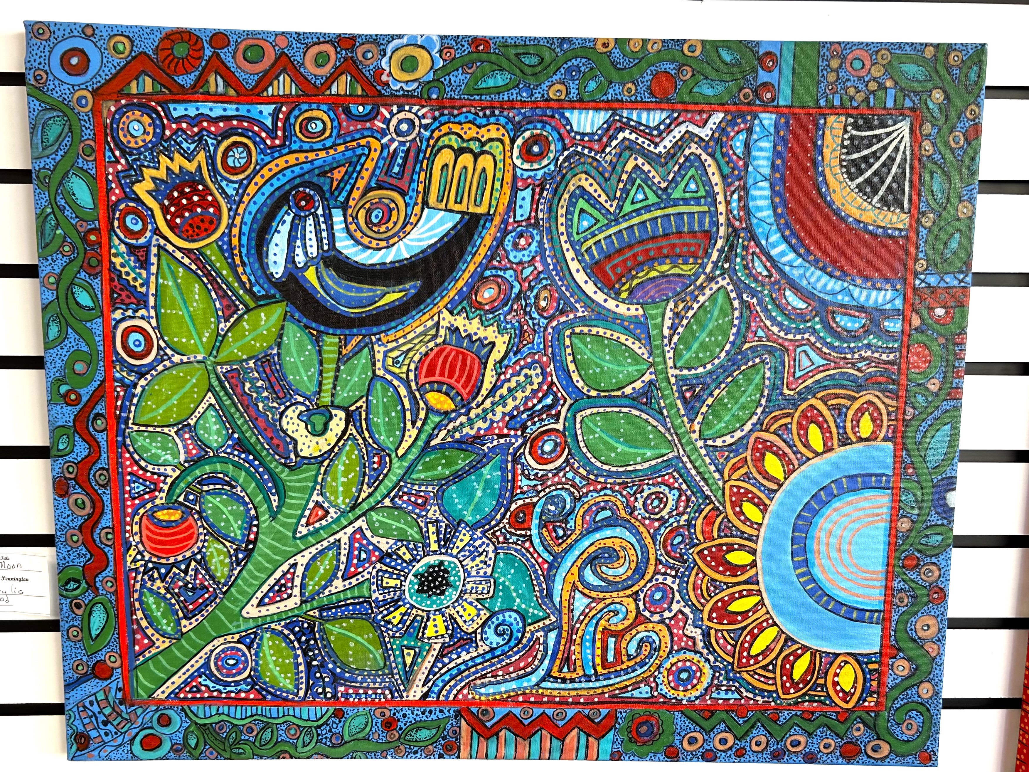 Acrylic dot painting by Gloria Jean Pennington at Gallery Eleven in Charleston WV.