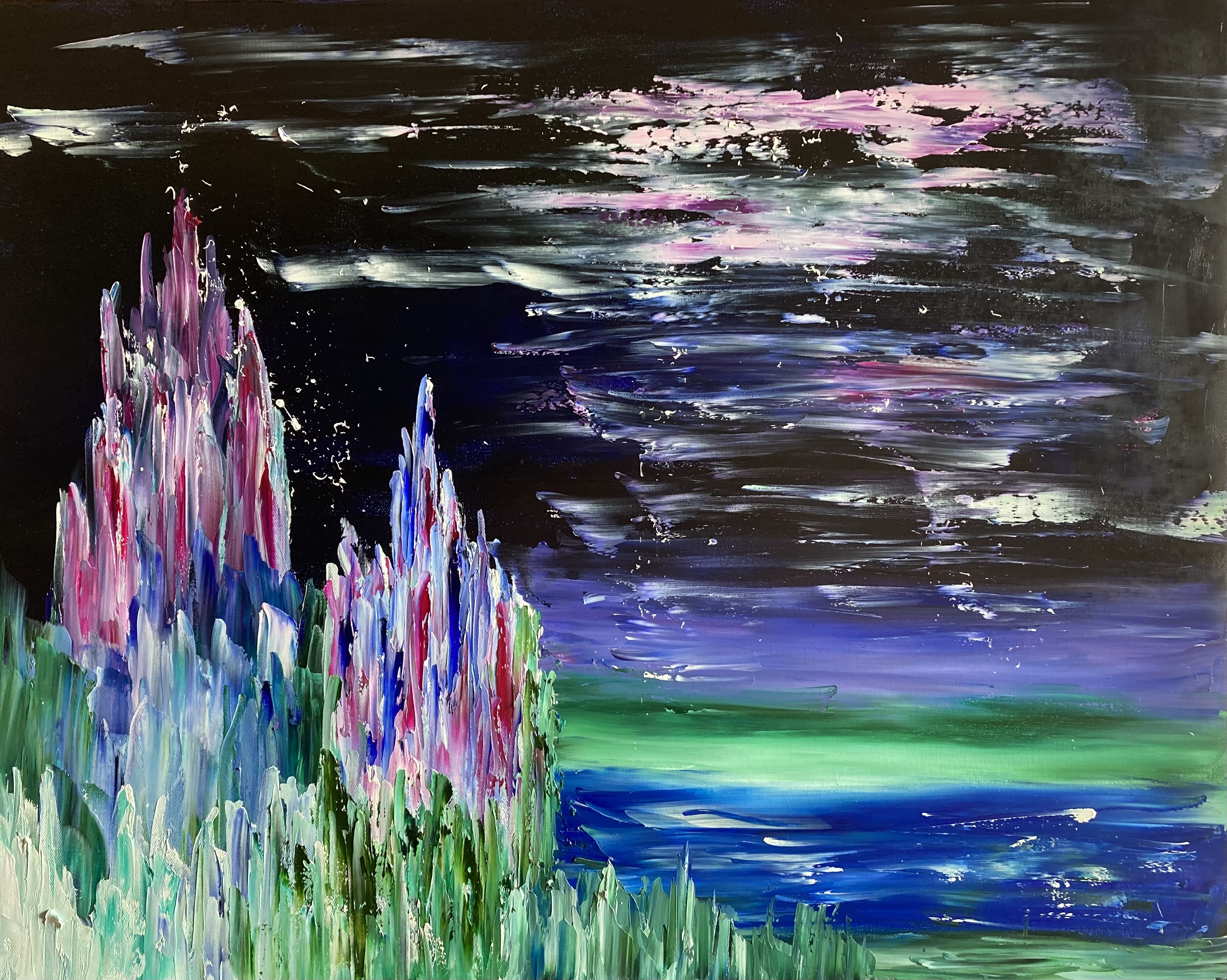 Towers and Stars, oil painting by Linda Stonestreet at Gallery Eleven in Charleston WV