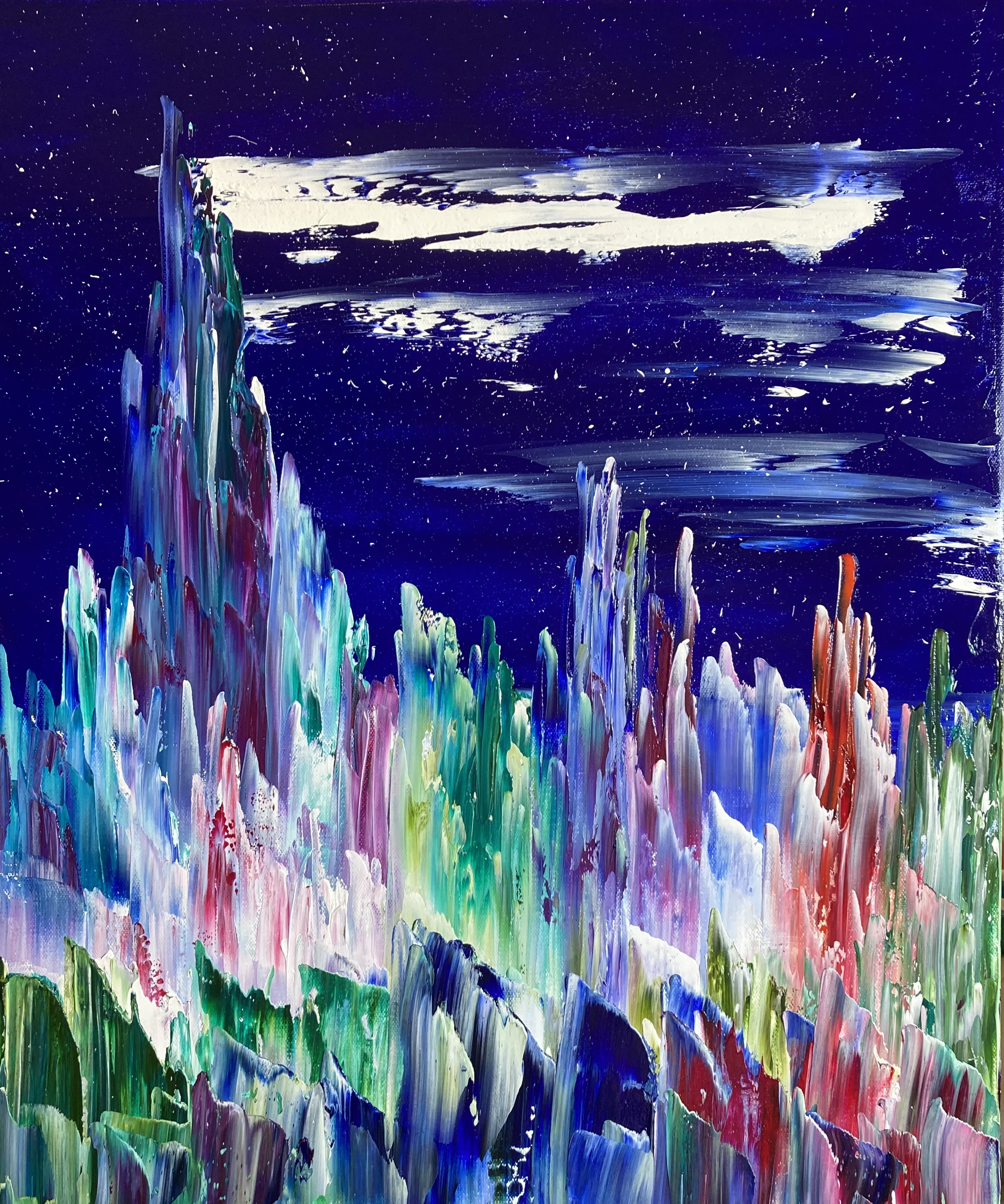 Crystals Rising. Oil painting by Linda Stonestreet at Gallery eleven in Charleston WV.