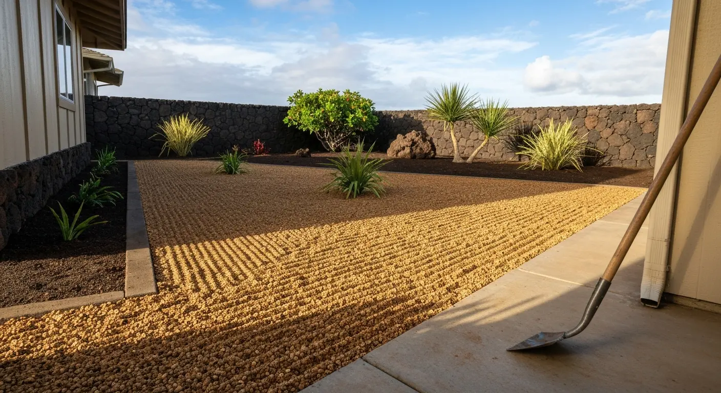 Gravel laying in Kahului landscaping