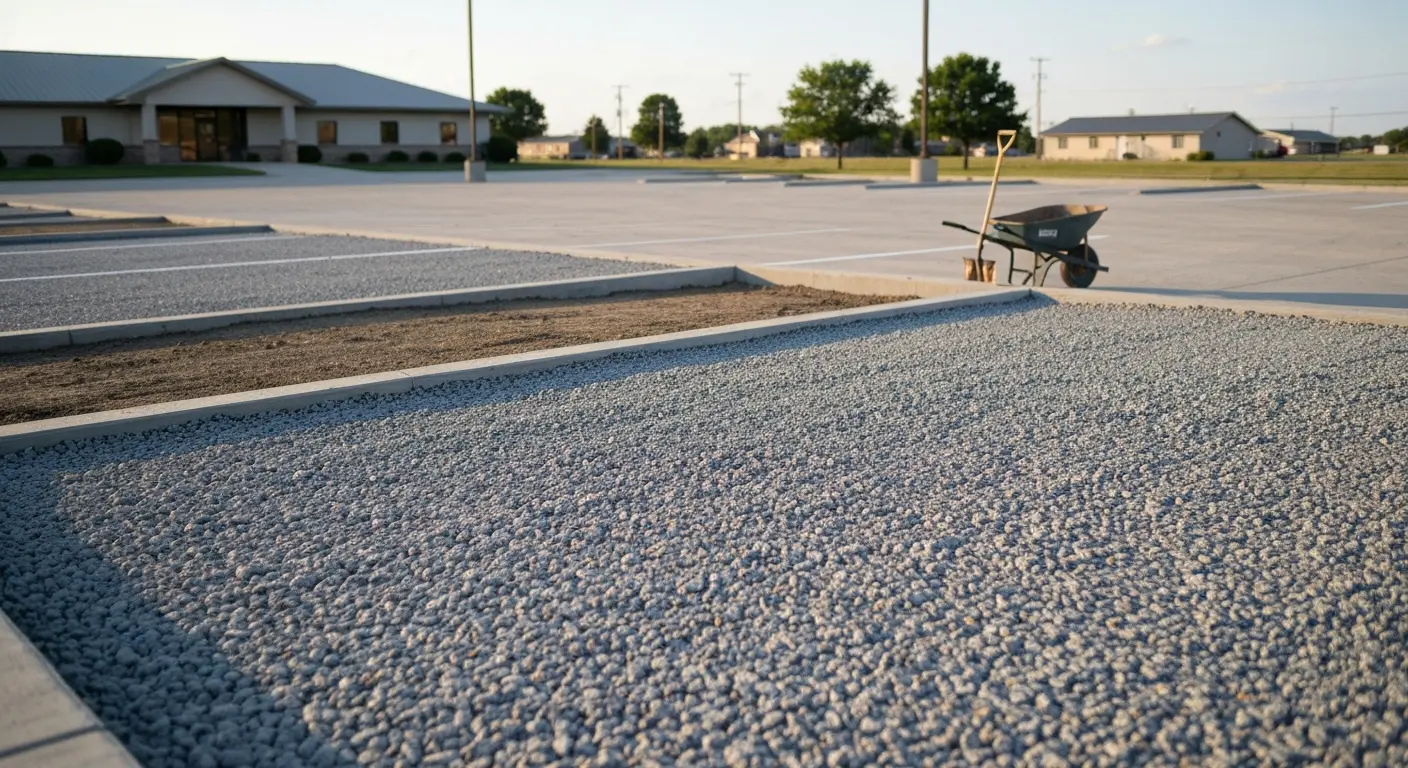 Commercial gravel parking lot