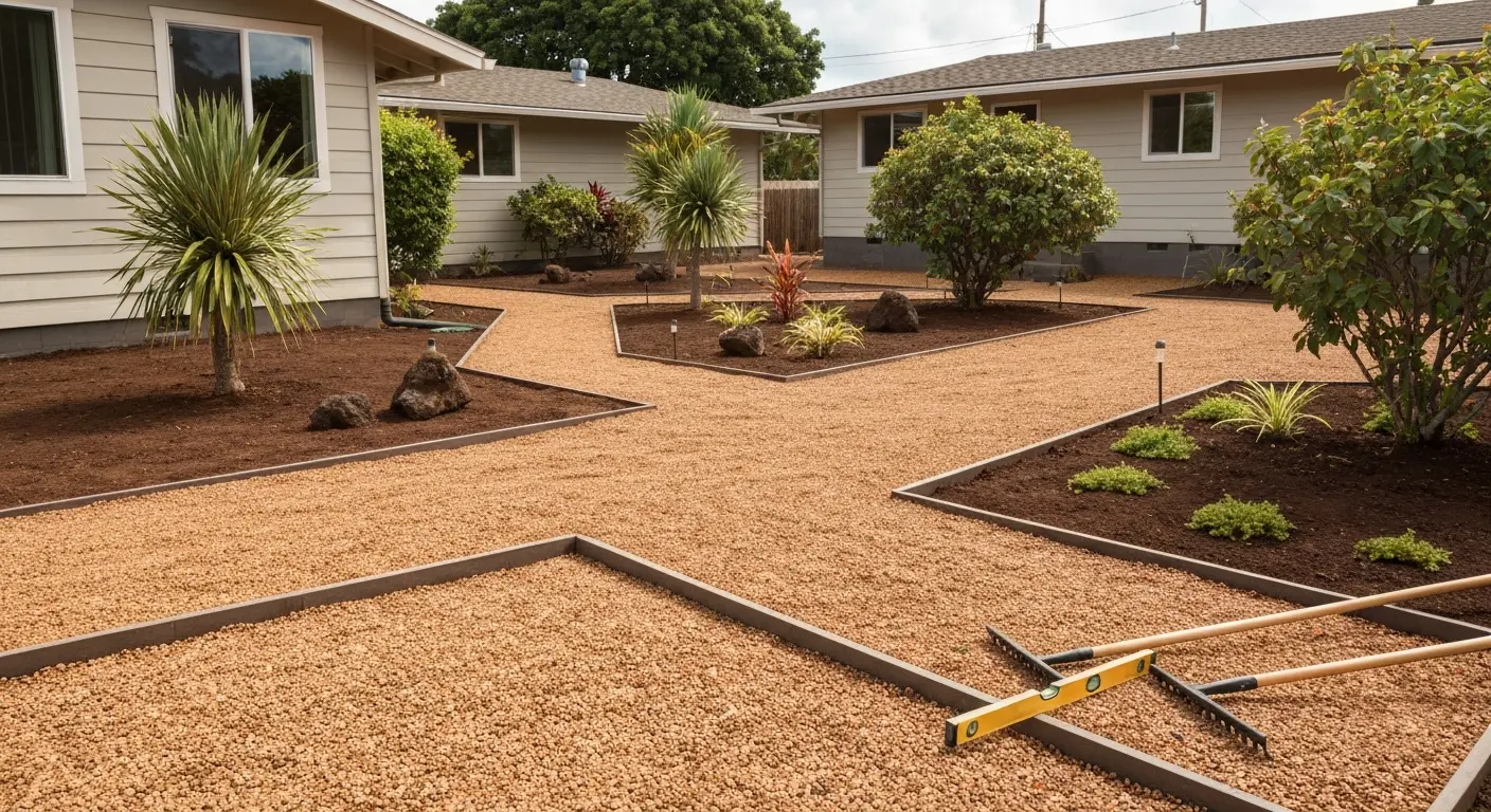Gravel installation and hardscape