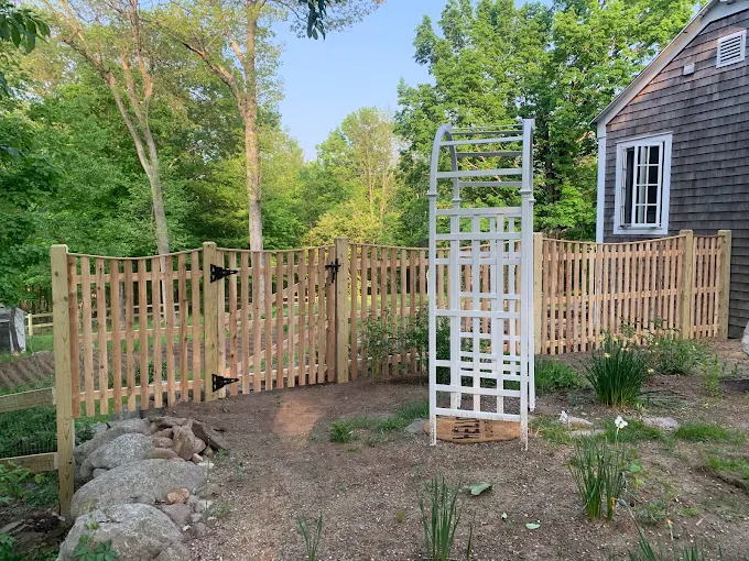 Wood Picket Fence with Arbor