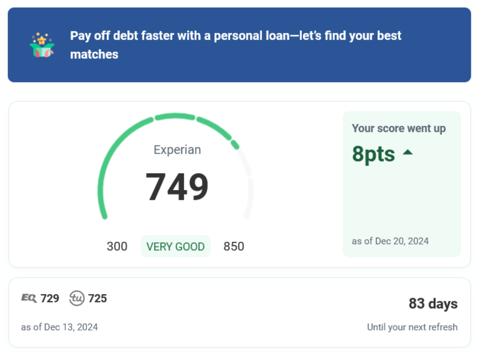 Verified Credit Result