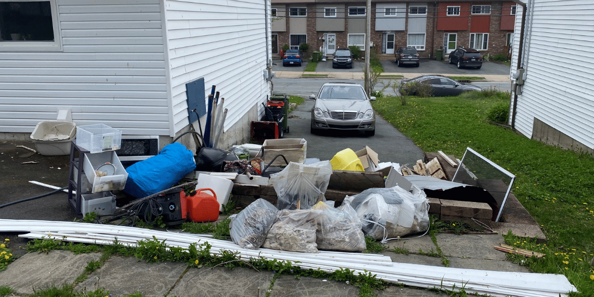Professional team hauling junk away