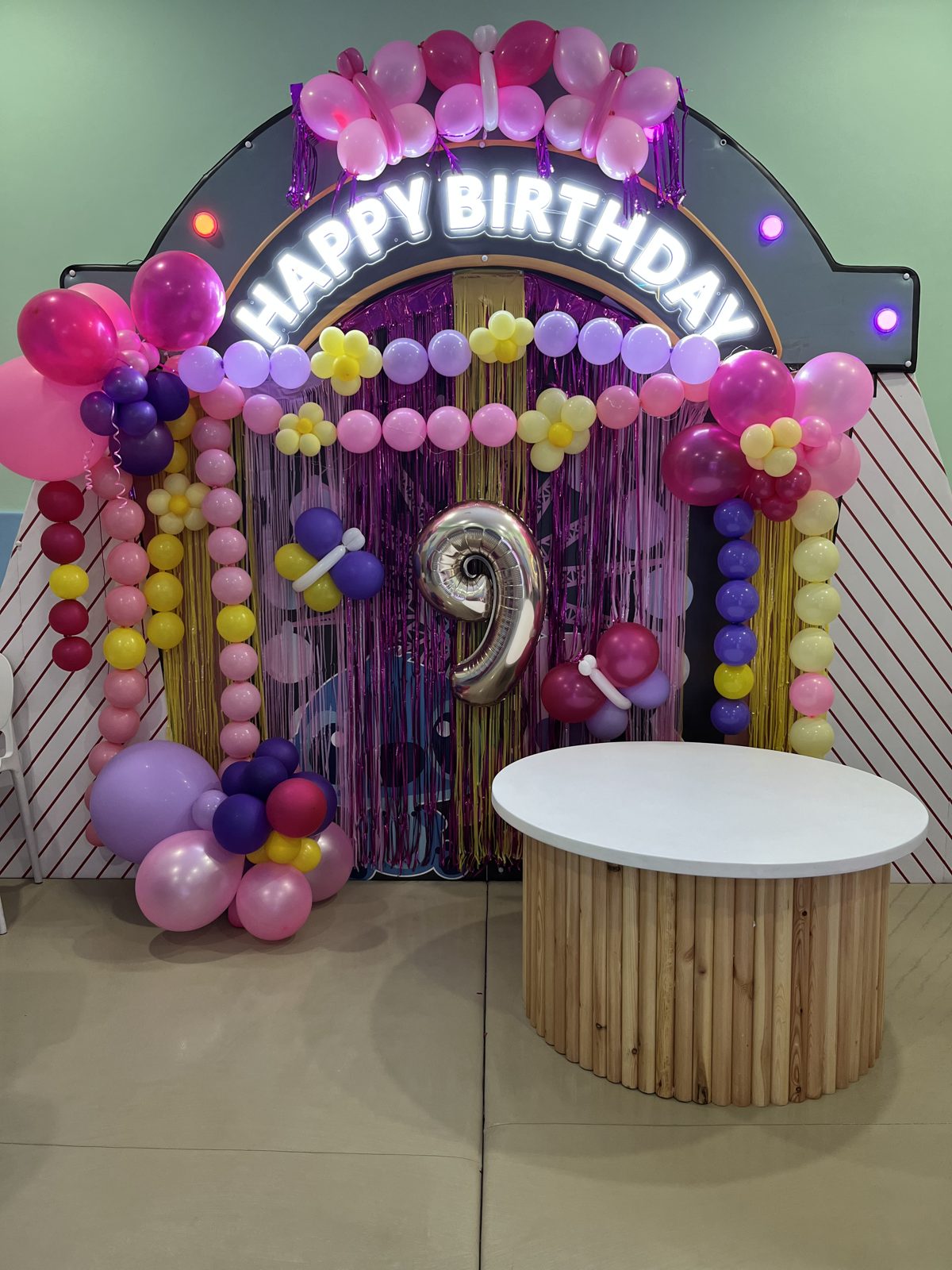 Birthday party balloon display