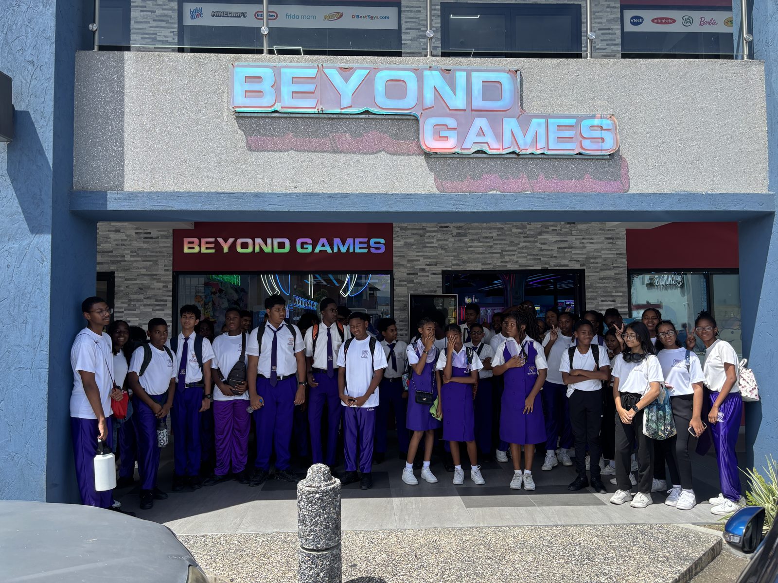 Students visiting the Beyond Games entrance
