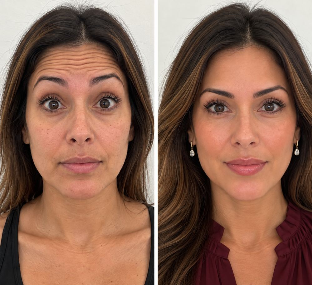 Before and after tox treatment