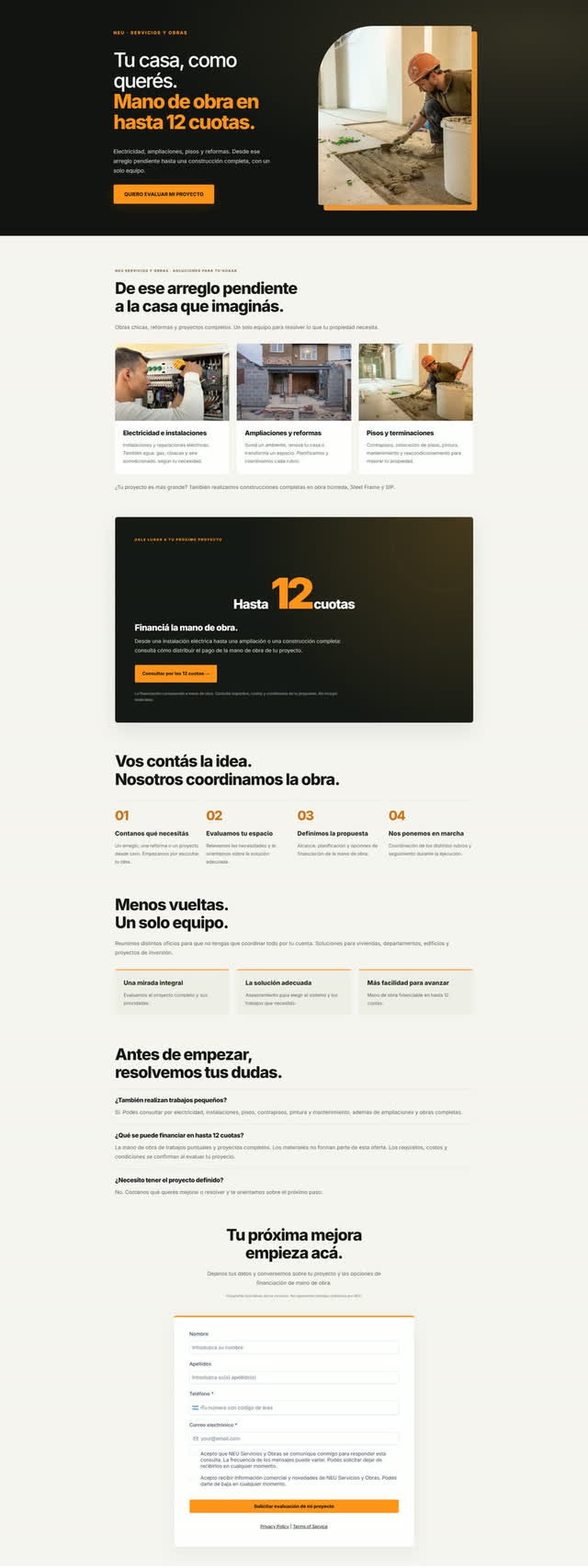 Recorrido por la web de NEU Servicios y Obras
