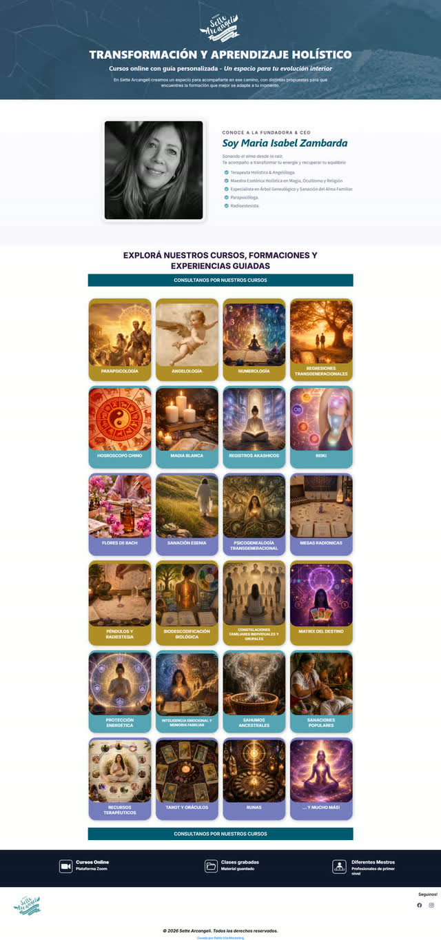 Recorrido por la web de Sette Arcangeli