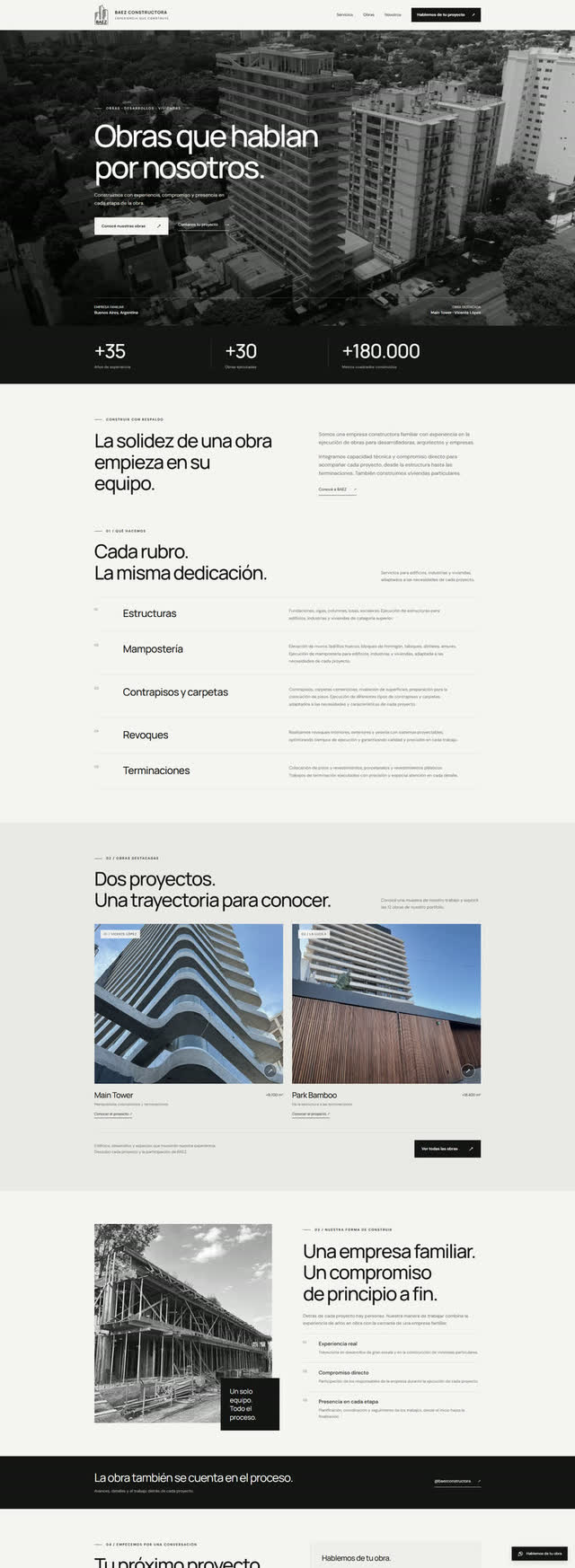 Recorrido por la web de Báez Constructora
