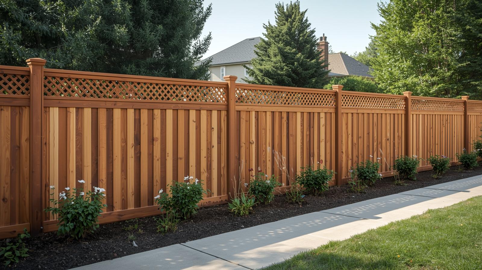 Modern privacy fence styles in Rockford IL featuring wood and vinyl fencing in residential backyard.