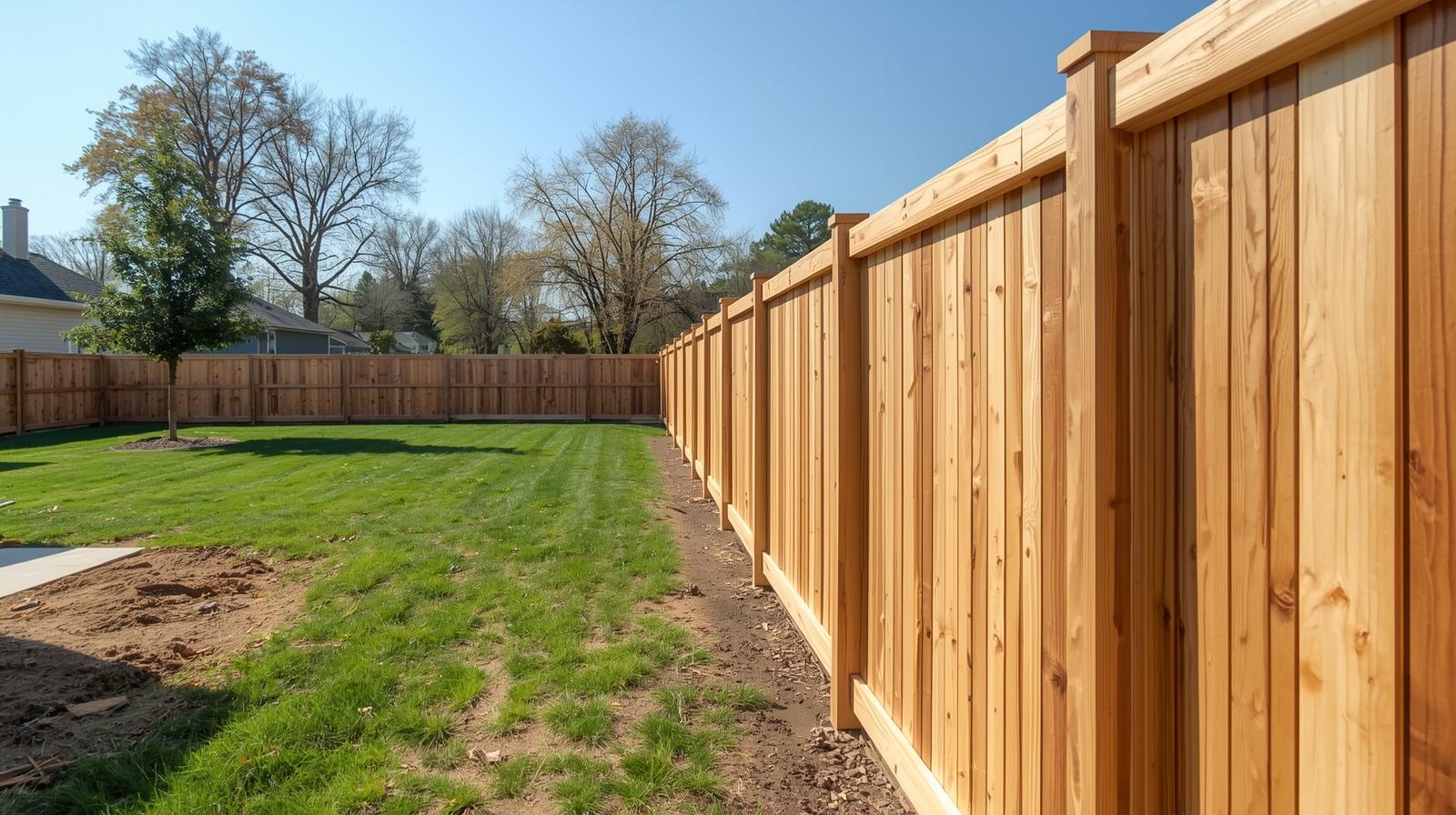 Fence installation process in Wisconsin showing posts being installed and panels attached.